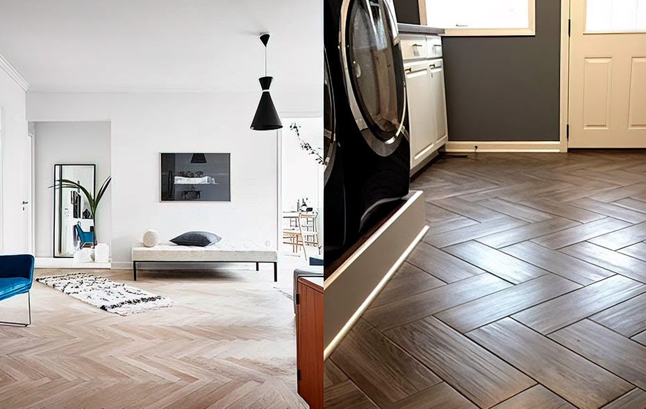 Suelos de madera en espiga en diferentes efectos