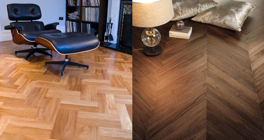 Suelos de madera en espiga en diferentes efectos