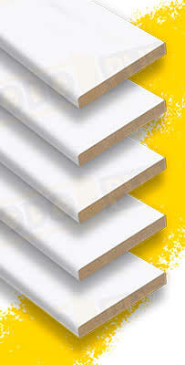 Pack de 5 tapetas Macizas de MDF Acabadas en Blanco Lacado de 2200x70x10 mm