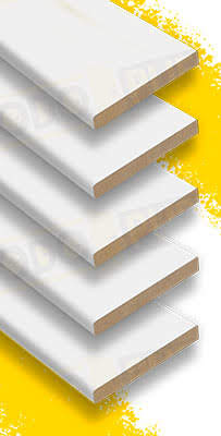 Pack de 5 tapetas Macizas de MDF Acabado Blanco Laminado de 2200x70x10 mm