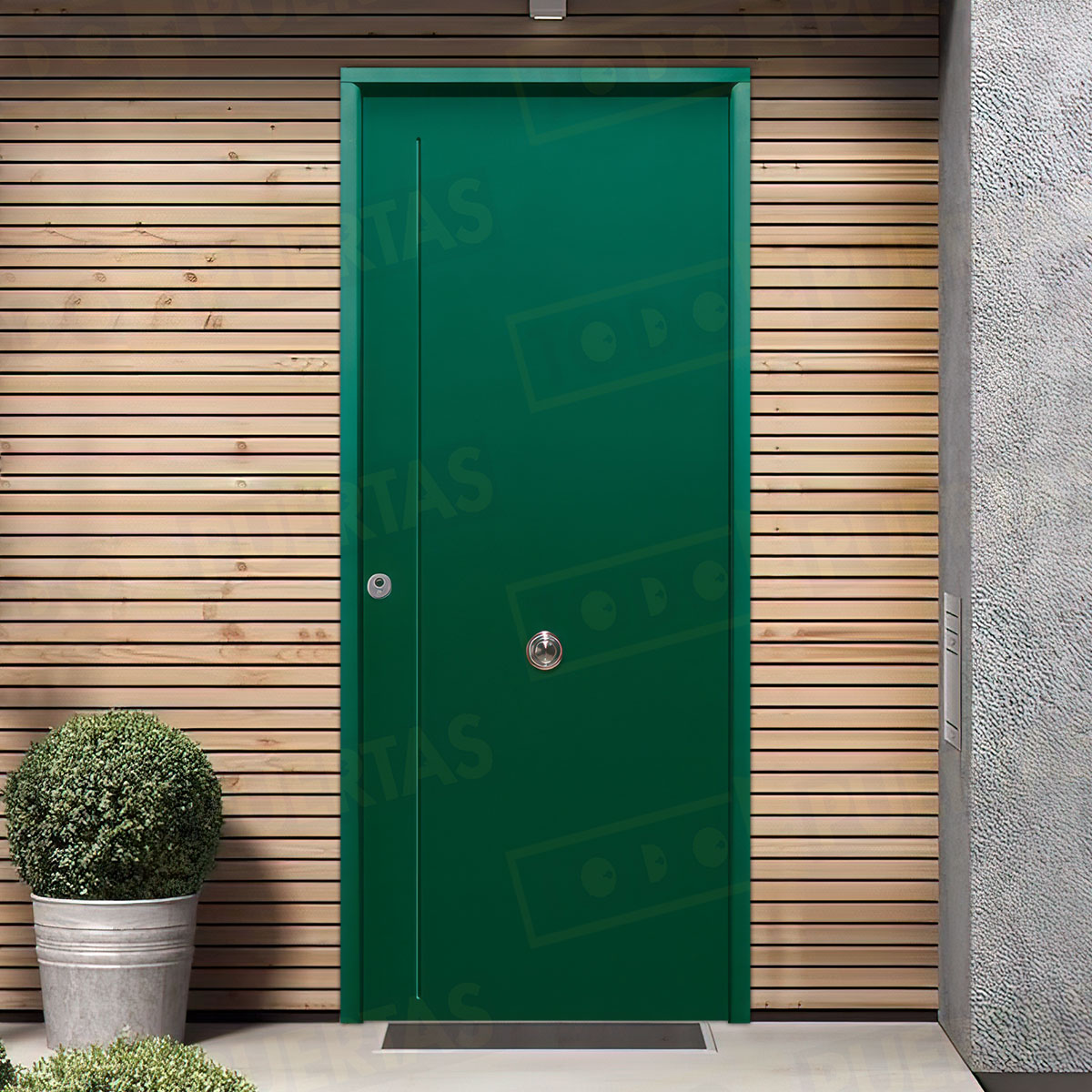 Puerta Acorazada 1120 Sagacor 100 Verde Musgo 6005 (Dos Caras Iguales)