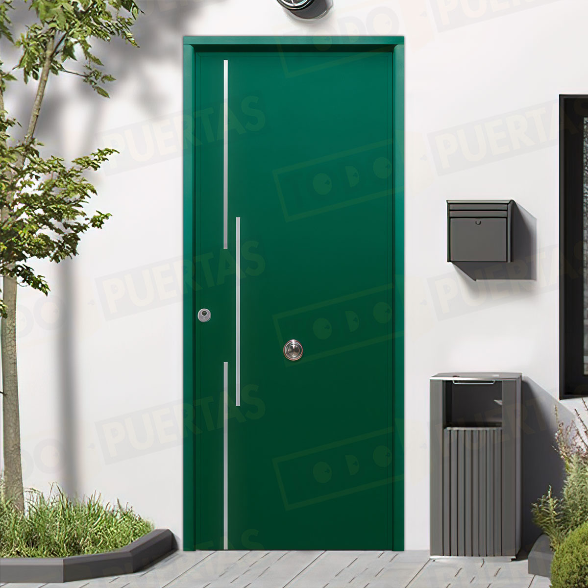 Puerta Acorazada Acacia FM Sagacor 100 Verde Musgo 6005 (Dos Caras Iguales)