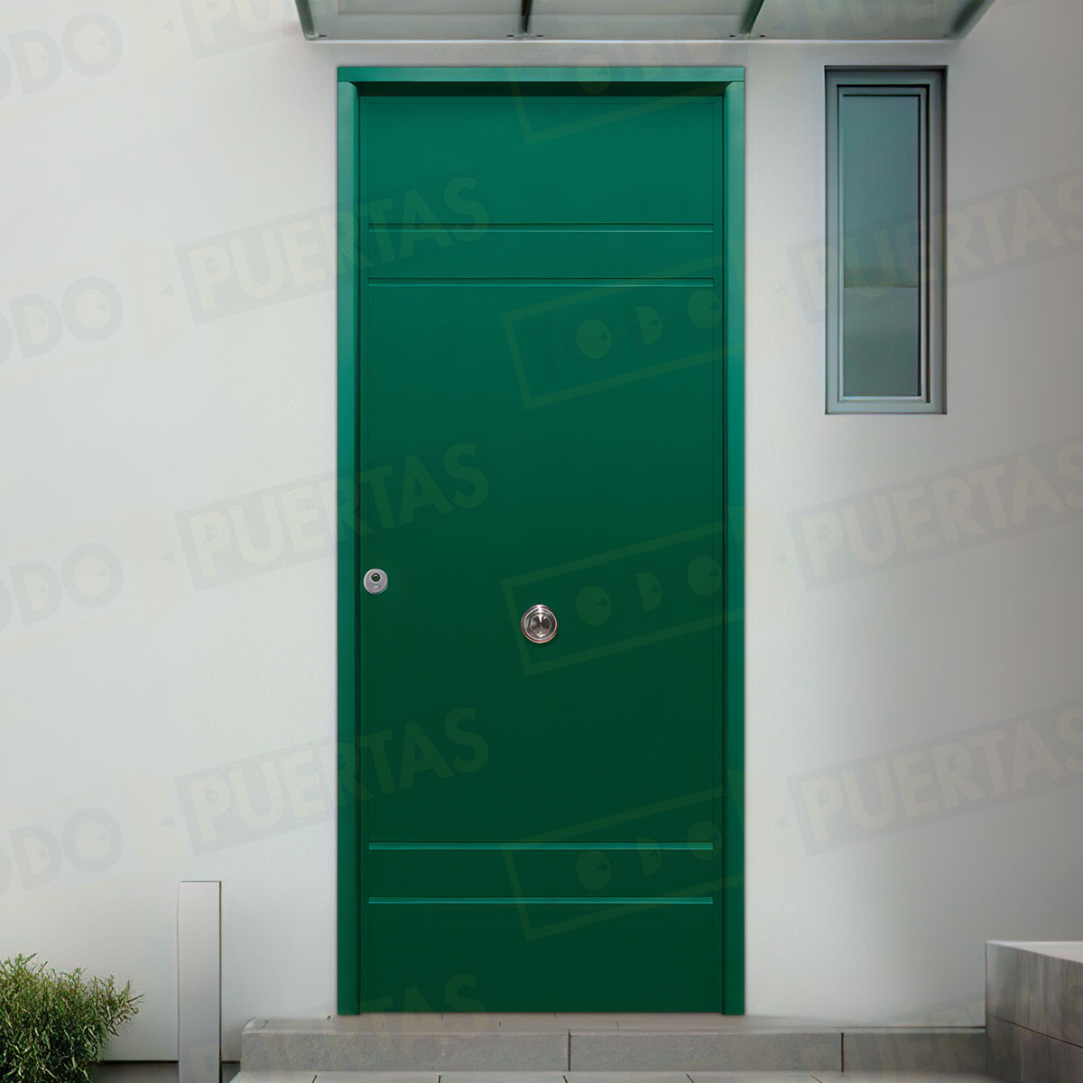Puerta Acorazada Azalea Sagacor 100 Verde Musgo 6005 (Dos Caras Iguales)
