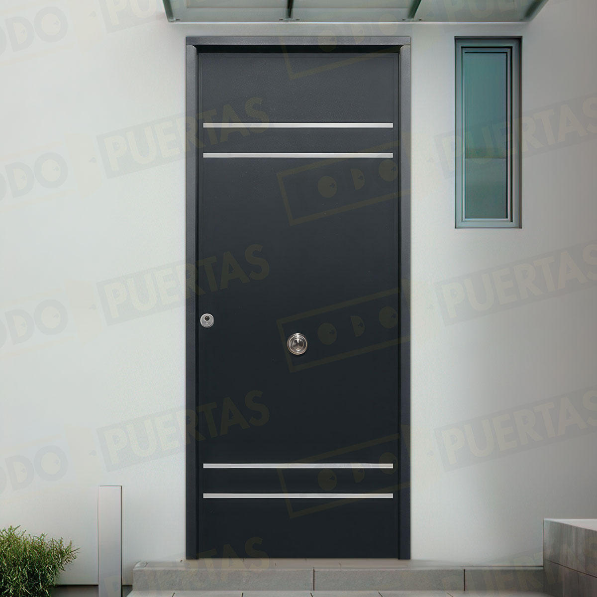 Puerta Acorazada Azalea FM Sagacor 100 Gris Oxidon (Dos Caras Iguales)