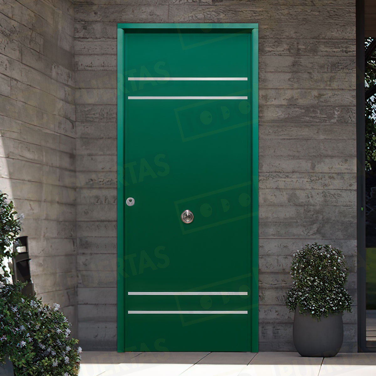 Puerta Acorazada Azalea FM Sagacor 100 Verde Musgo 6005 (Dos Caras Iguales)