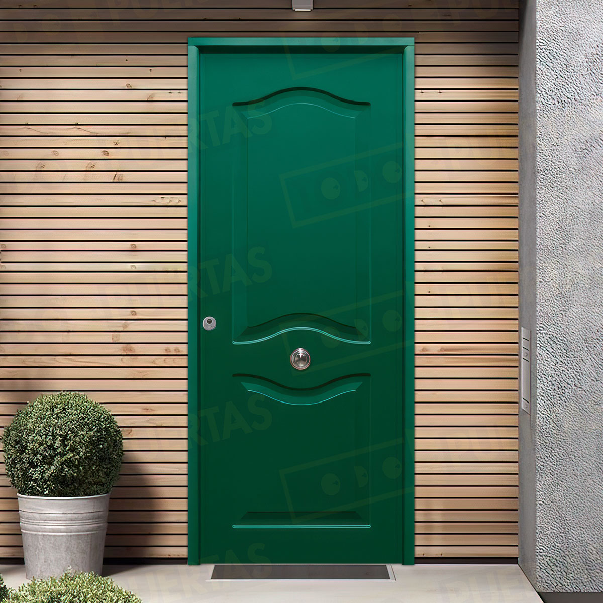 Puerta Acorazada Provenzal Sagacor 100 Verde Musgo 6005 (Dos Caras Iguales)