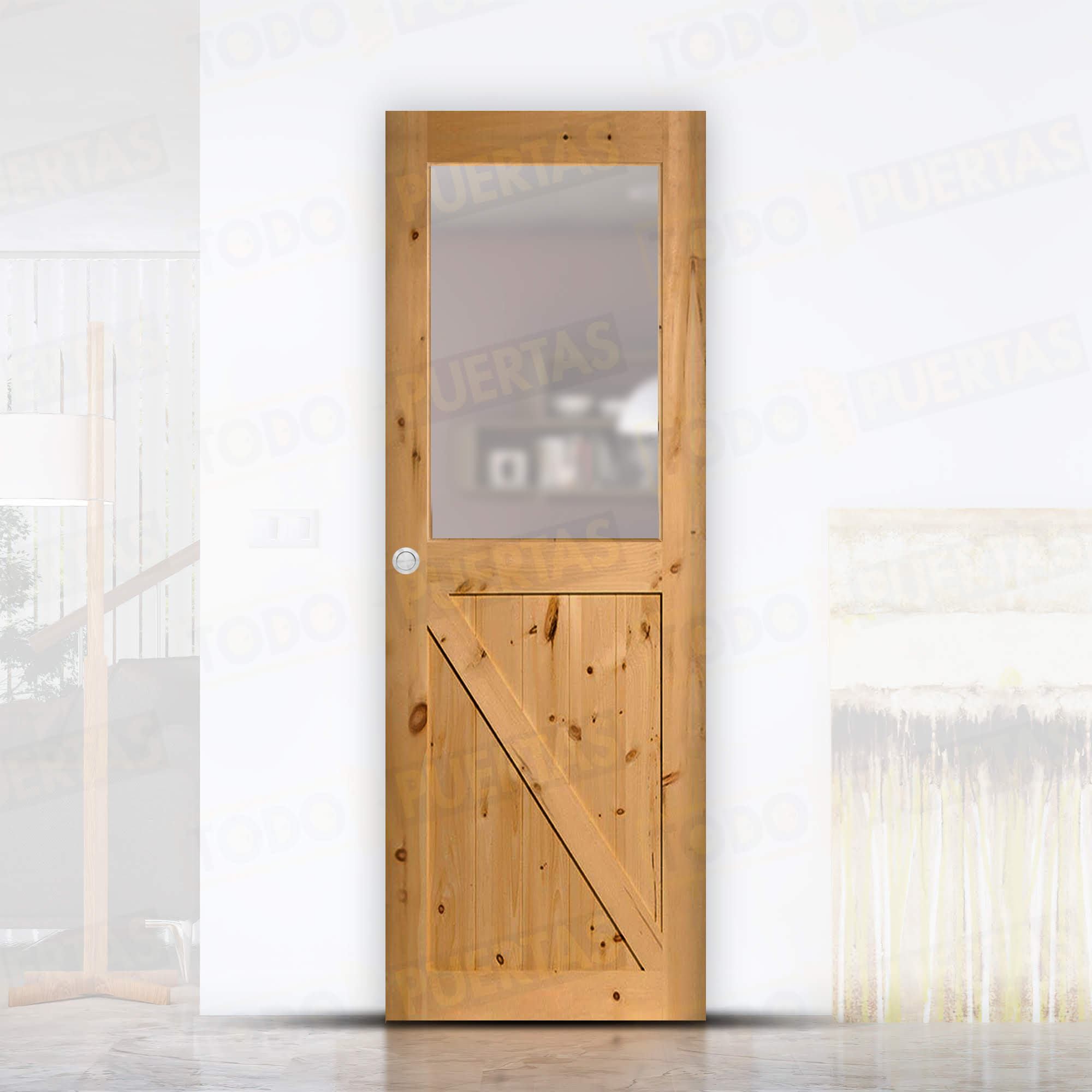 Puerta Corredera de Granero Pino Macizo Mod. GR001 Tenida V1Z