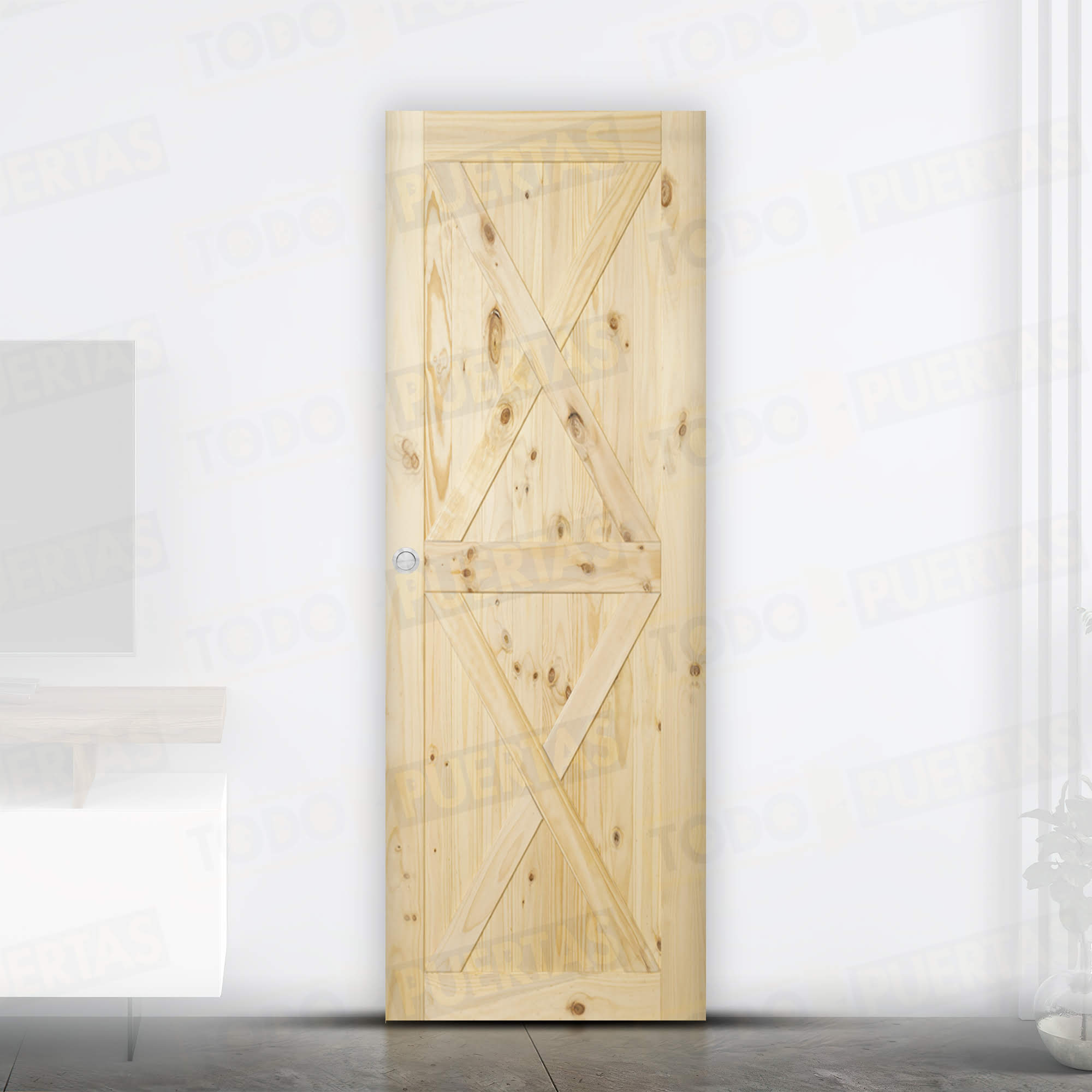 Puerta Corredera de Granero Pino Macizo Mod. GR003 (CRUDO)