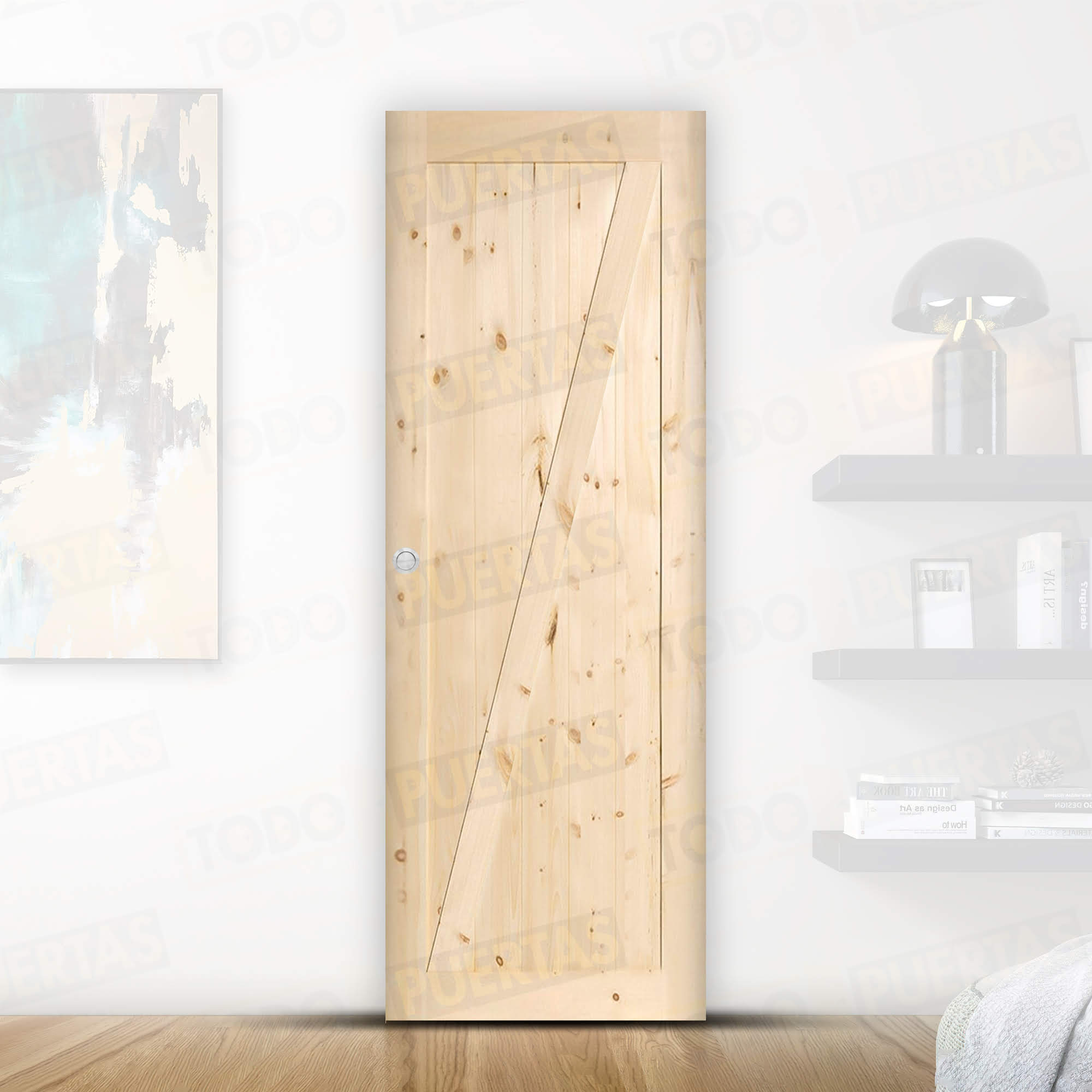 Puerta Corredera de Granero Pino Macizo Mod. GR004 (CRUDO)