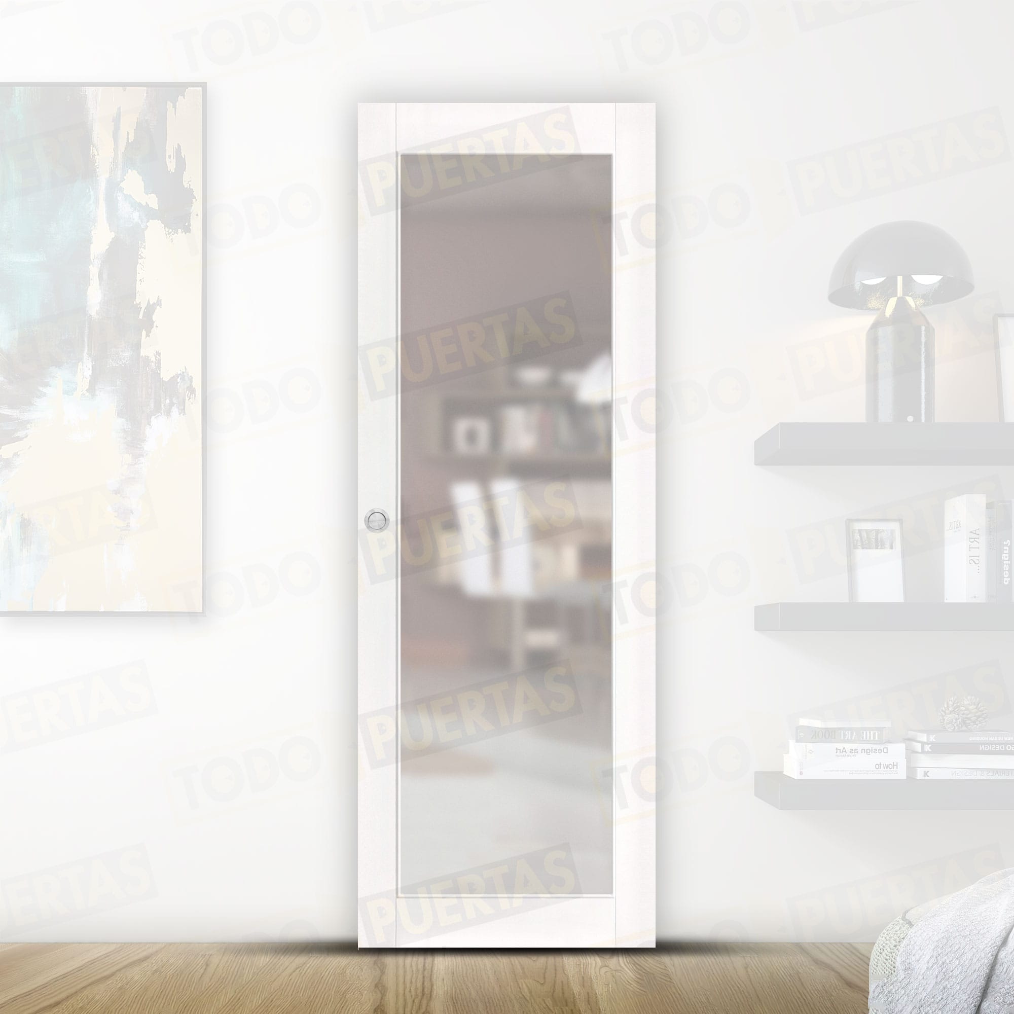 Puerta Corredera de Granero Pino Macizo Mod. GR005 Lacada Blanca