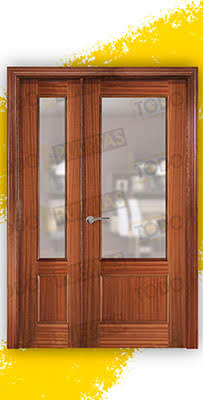 Puerta  Doble de Salón Maciza Mod. Trotanda Sapelly V1
