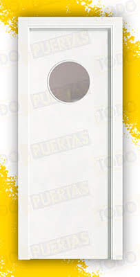 Puerta Vaivén Maciza Lacada Blanca Mod. Kenia Ojo de Buey