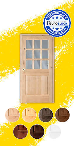 Puerta de Exterior Mod. 1100-V9 de Madera Maciza