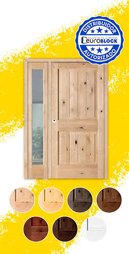 Puerta de Exterior Mod. 2100 con Fijo de Madera Maciza