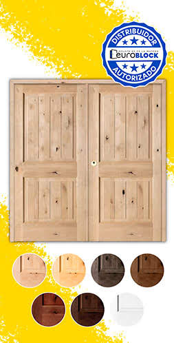 Puerta Doble de Exterior Mod. 2100 Fijos de Madera Maciza