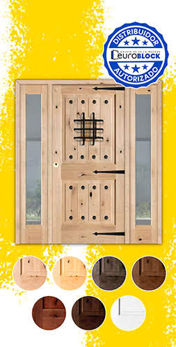 Puerta de Exterior Mod. 3100 con Dos Fijos de Madera Maciza