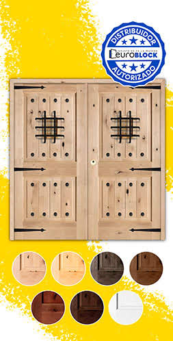 Puerta Doble de Exterior Mod. 3100 Fijos de Madera Maciza