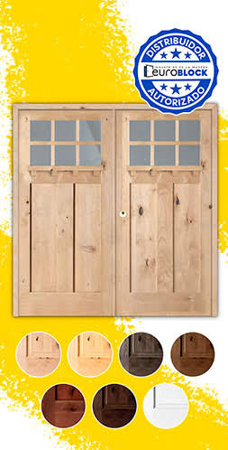 Puerta Doble de Exterior Mod. 4100-T-V6 Fijos de Madera Maciza
