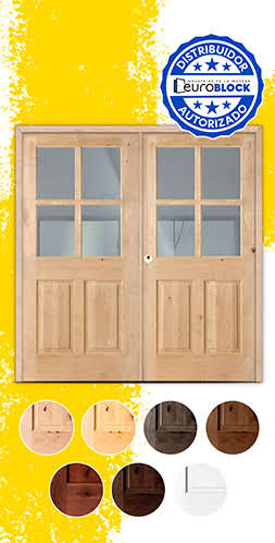 Puerta Doble de Exterior Mod. 5100 Fijos de Madera Maciza