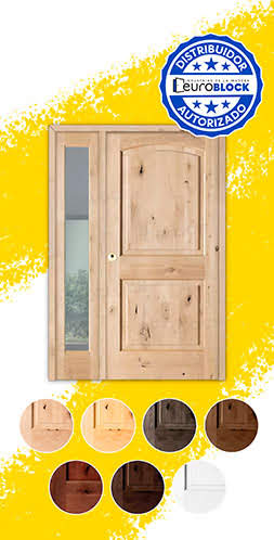 Puerta de Exterior Mod. 6100 con Fijo de Madera Maciza