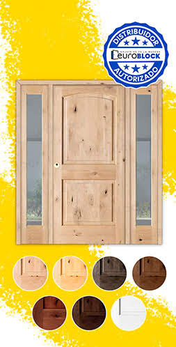 Puerta de Exterior Mod. 6100 con Dos Fijos de Madera Maciza