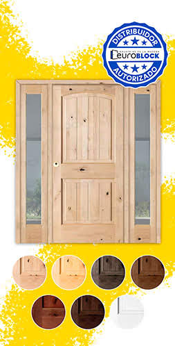 Puerta de Exterior Mod. 7100 con Dos Fijos de Madera Maciza