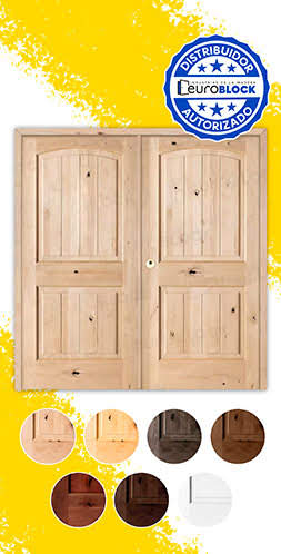 Puerta Doble de Exterior Mod. 7100 Fijos de Madera Maciza