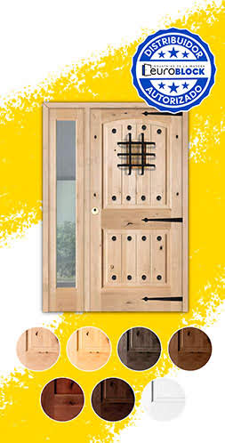 Puerta de Exterior Mod. 8100 con Fijo de Madera Maciza