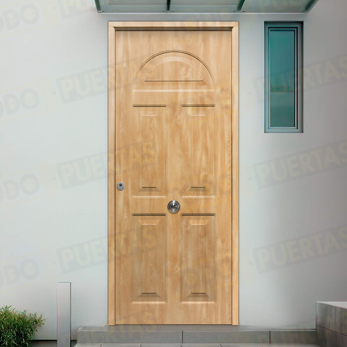 Puerta Galvanizada Coral / 1110 Saga 100 Roble (Cara Interior Lisa)