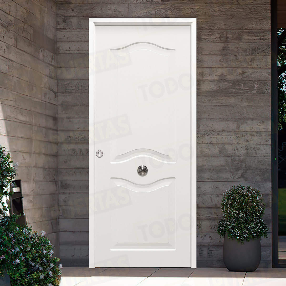 Puerta Galvanizada Provenzal Saga M-100 LM Blanca (Cara Interior Lisa)