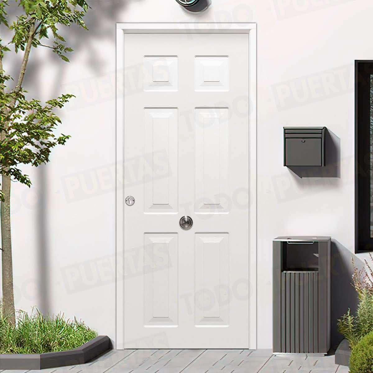 Puerta Galvanizada Yedra Saga M-100 LM Blanca (Cara Interior Lisa)