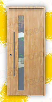 Puerta Galvanizada 1110-CRL / 1110 Saga 100 Cristal Roble (Cara Interior Lisa)