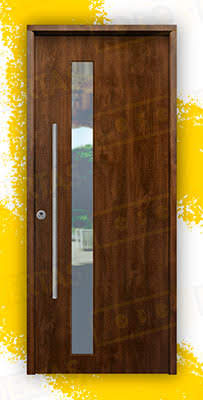Puerta Galvanizada 1110-CRL / 1110 Saga 100 Cristal Roble Viejo (Cara Interior Lisa)