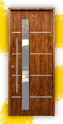 Puerta Galvanizada Cintia-FM-CRL / 1110 Saga 100 Cristal Embero (Cara Interior Lisa)