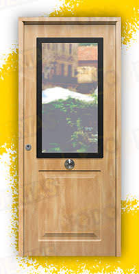 Puerta Galvanizada Clas-CR / 1110 Saga 100 Cristal Roble (Cara Interior Lisa)