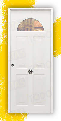 Puerta Galvanizada Coral-CR / Coral-Cr Saga 100 Cristal Blanca (Dos Caras Iguales)