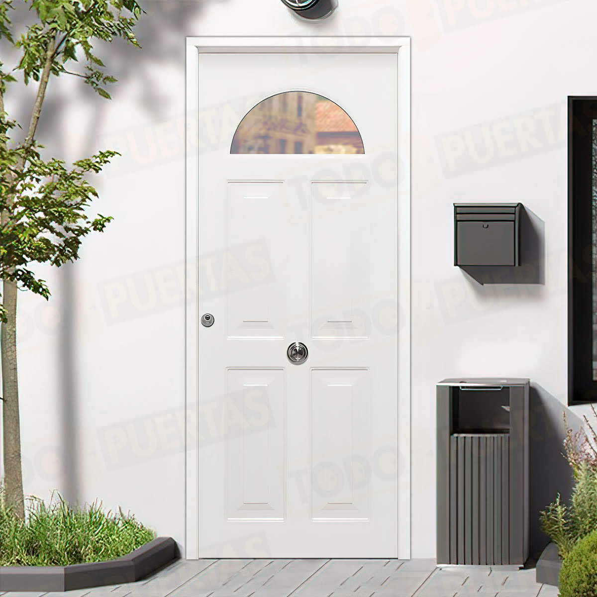 Puerta Galvanizada Coral-CR / Coral-Cr Saga 100 Cristal Blanca (Dos Caras Iguales)