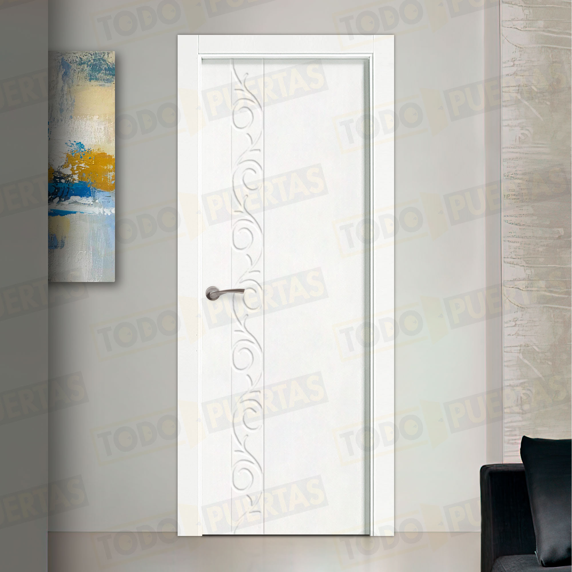 Puerta Block Maciza Lacada Blanca Mod. Moncayo