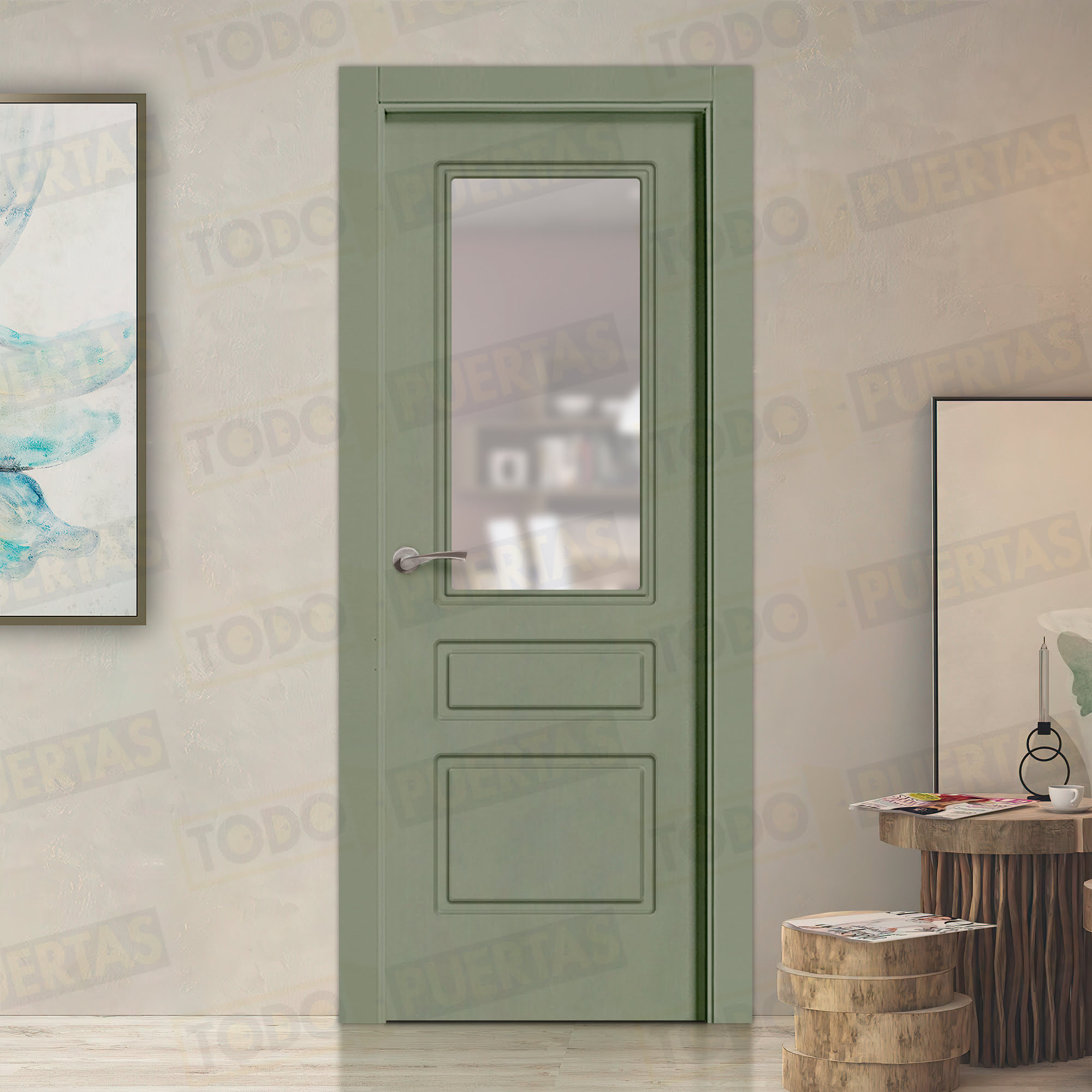 Puerta Block Maciza Lacada RAL 7033 Mod. Kyoto V1