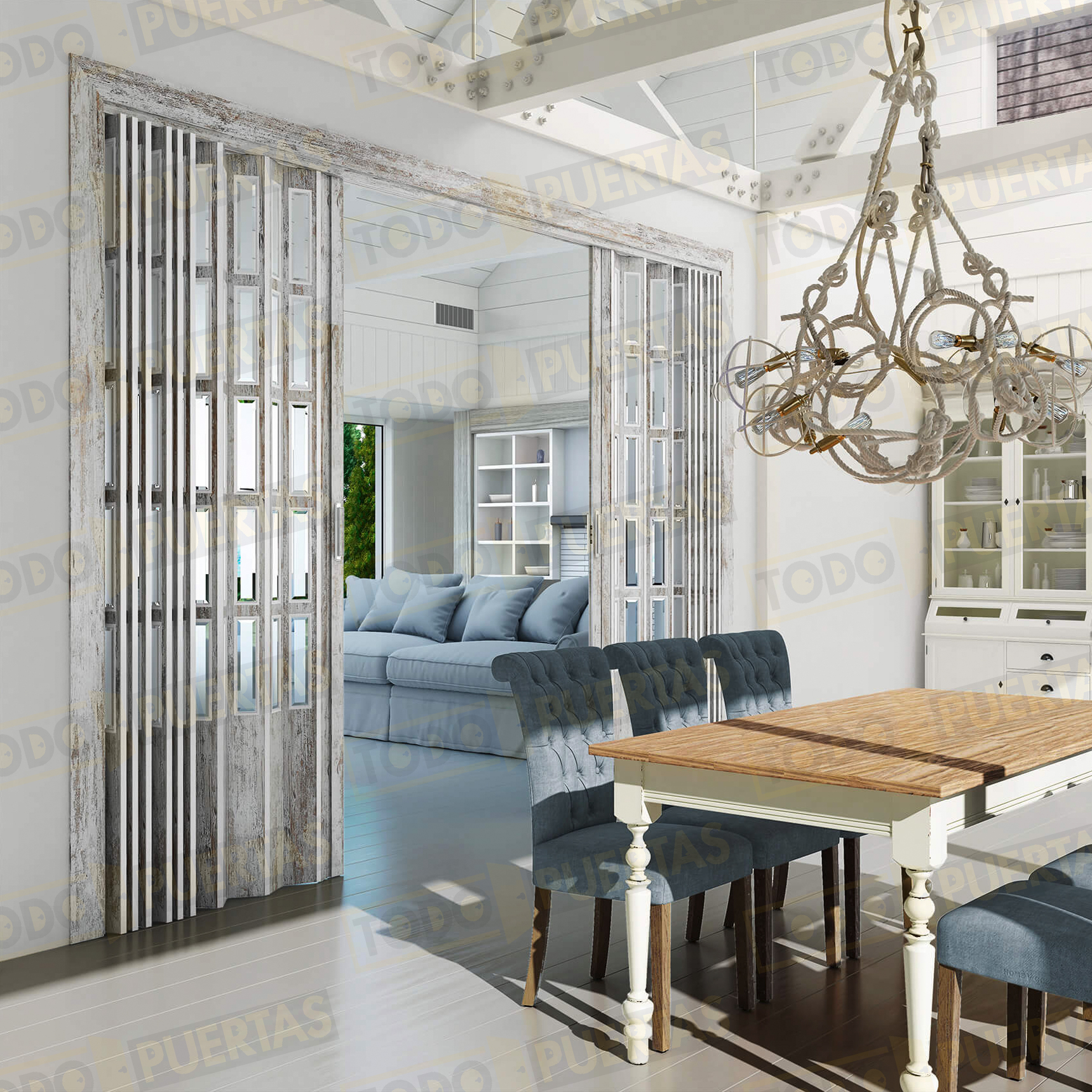 Puerta Plegable 245 cm Alto Melamina Florencia Vidrio Orgánico (Tipo Metacrilato)