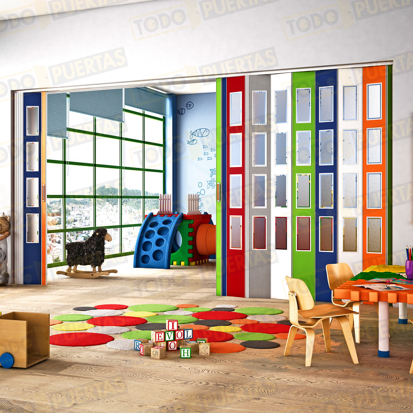 Puerta Plegable 247 cm Alto Melamina Grande Mega Vidrio Orgánico (Tipo Metacrilato)