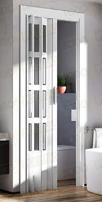 Puerta Plegable 205 cm Alto PVC Niza Vidrio Orgánico (Tipo Metacrilato)