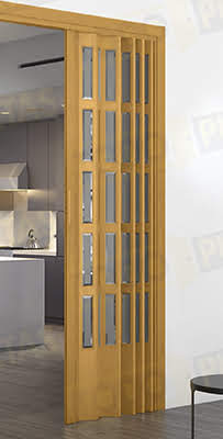 ¡Entrega YA! Puerta Plegable Vidrio Orgánico (Tipo Metacrilato) 225 x 192 CM Madera Natural