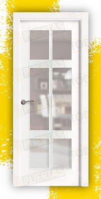 Puerta Block Madera Maciza Mod. Hernández V Lacada en Blanco