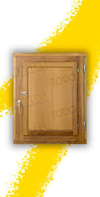 Ventana de Madera Natural de Iroko Mod. Huelva V1 Barniz