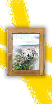 Ventana de Madera Natural de Iroko Mod. V1 Crudo