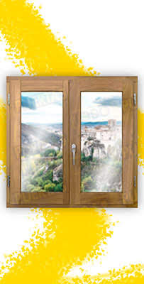 Ventana de Madera Natural de Iroko Mod. V2 Crudo