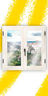 Ventana de Madera Natural de Iroko Mod. V2 Lacada