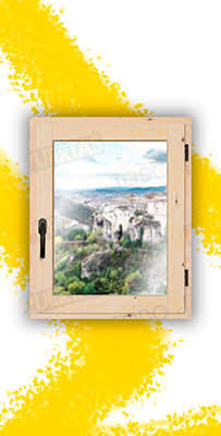 Ventana de Madera Natural de Pino Mod. V1 Crudo