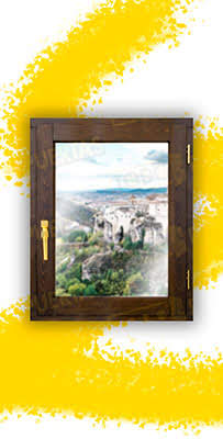 Ventana de Madera Natural de Pino Mod. V1 Teñida